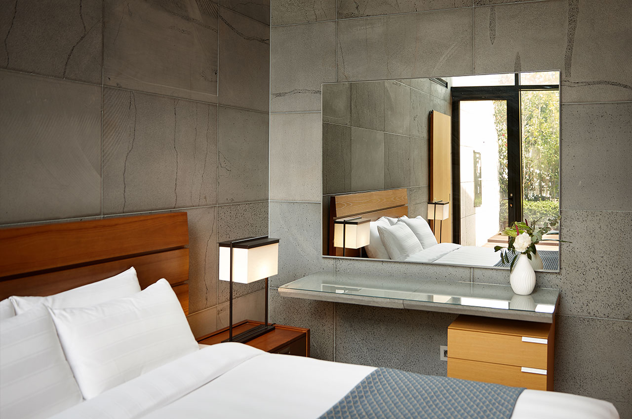 Jeju Art Villas Block D Kengo Kuma 63 pyeong - A two-story room suitable for accommodating up to 4 guests, offering a view of the Jungmun Sea.