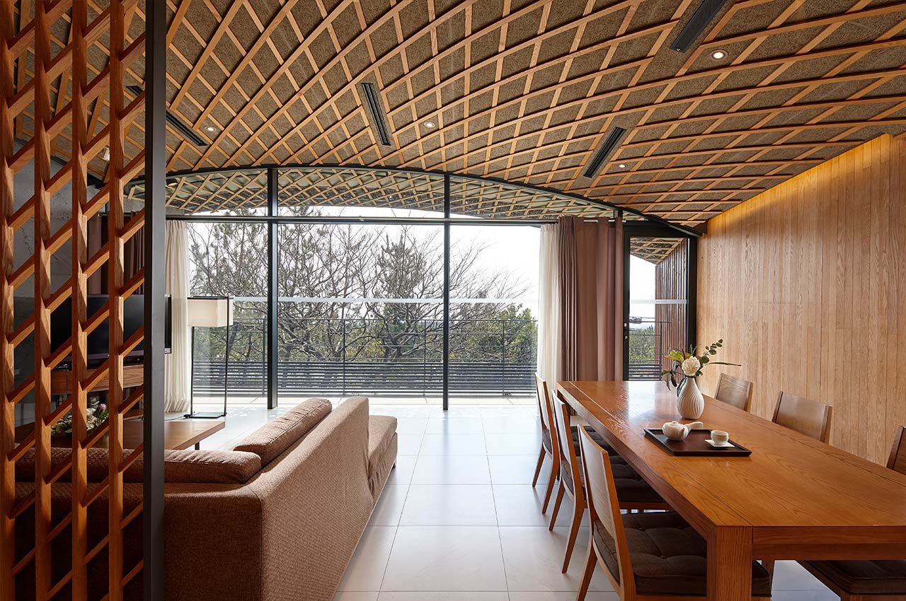 Jeju Art Villas Block D Kengo Kuma 63 pyeong - A two-story room suitable for accommodating up to 4 guests, offering a view of the Jungmun Sea.